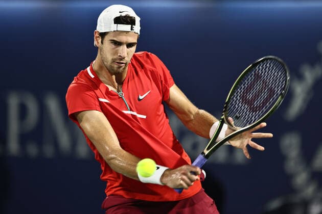 Karen Khachanov, RUS, during mens second round of 2022 Dubai Championships in Dubai, 23 02 2022; -