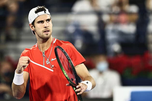 Karen Khachanov, RUS, during mens second round of 2022 Dubai Championships in Dubai, 23 02 2022; -