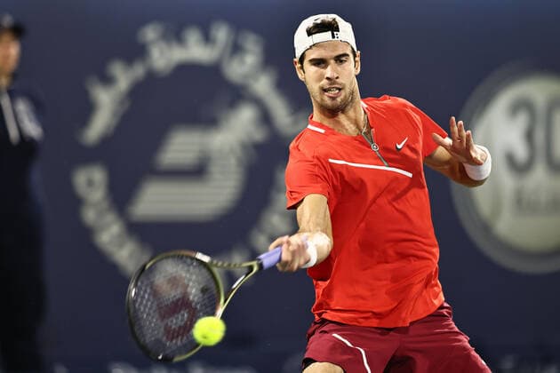 Karen Khachanov, RUS, during mens second round of 2022 Dubai Championships in Dubai, 23 02 2022; -