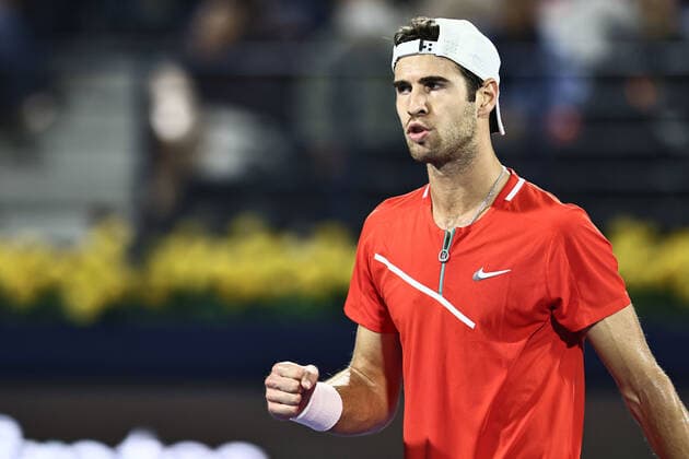 Karen Khachanov, RUS, during mens second round of 2022 Dubai Championships in Dubai, 23 02 2022; -