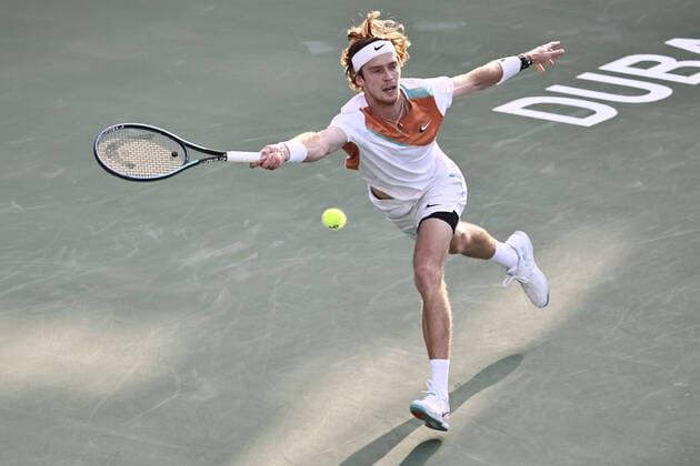 Andrey Rublev, RUS, during mens second round of 2022 Dubai Championships in Dubai, 23 02 2022; -