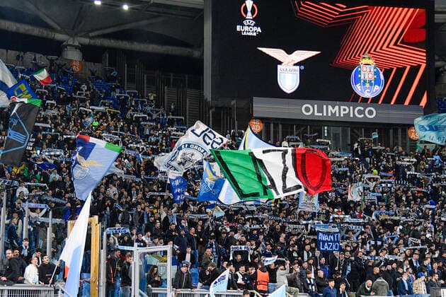Photo Fabrizio Corradetti LaPresse February 24st 2022 Roma (Italy) Soccer Lazio - Porto Europa League 2021-2022 Play Off return - Olimpico Stadium of Roma In the pic: Lazio supporters  Copyright: xFabrizioxCorradettix xLaPressex