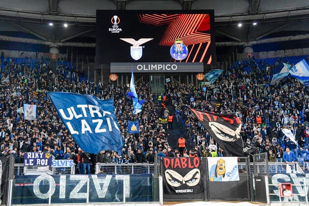 Photo Fabrizio Corradetti LaPresse February 24st 2022 Roma (Italy) Soccer Lazio - Porto Europa League 2021-2022 Play Off return - Olimpico Stadium of Roma In the pic: Lazio supporters  Copyright: xFabrizioxCorradettix xLaPressex