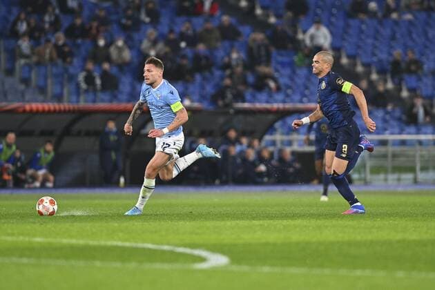 Mandatory Credit: Photo by Domenico Cippitelli LiveMedia Shutterstock (12821262g) Ciro Immobile of SS LAZIO in action football Europa League match SS Lazio vs FC Porto, Olimpico stadium, Rome, Italy - 24 Feb 2022 football Europa League match SS Lazio vs FC Porto, Olimpico stadium, Rome, Italy - 24 Feb 2022  Copyright: xDomenicoxCippitelli LiveMedia Shutterstockx 12821262g
