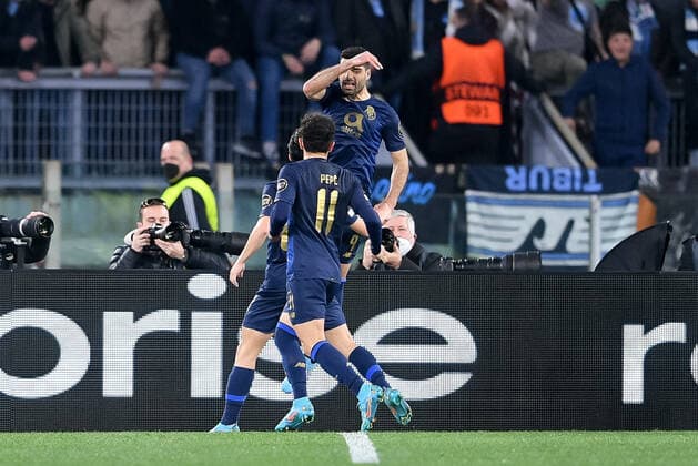 Mehdi Taremi of FC Porto celebrates after scoring first goal during the UEFA Europa League Knockout Round Play-Offs Leg two between SS Lazio and FC Porto at Stadio Olimpico, Rome, Italy on 24 February 2022. Photo by Giuseppe Maffia. Rome Stadio Olimpico Rome Italy Copyright: xGiuseppexMaffiax SP24-254-008