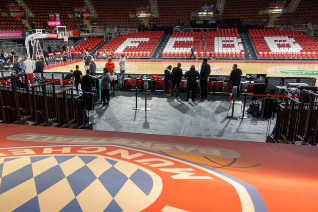 Abgesagt . . . . Basketball, FC Bayern - ZSKA Moscow, am 24.02.2022, Basketball Euroleague, FC Bayern München Basketball - ZSKA Moskau, Saison 2021-2022, in Muenchen, A U D I D O M E, Deutschland. Quelle Copyright Credit : Oryk HAIST