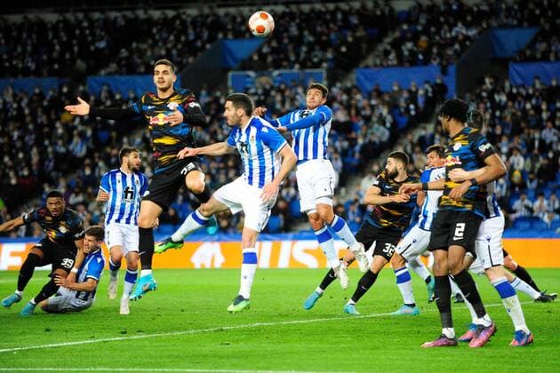 Mandatory Credit: Photo by Pressinphoto Shutterstock (12821404p) Marcel Halstenberg of RB Leipzig Real Sociedad v RB Leipzig, UEFA Europa League 2021-2022, Round of 32, secong leg. Football, Reale Arena Stadium, San Sebastian, Spain - 24 Feb 2022 Editorial use only Real Sociedad v RB Leipzig, UEFA Europa League 2021-2022, Round of 32, secong leg. Football, Reale Arena Stadium, San Sebastian, Spain - 24 Feb 2022 Editorial use only Copyright: xPressinphoto Shutterstockx 12821404p