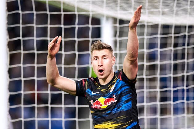 February 24, 2022, SAN SEBASTIAN, GUIPUZCOA, SPAIN: Willi Orban of RB Leipzig reacts during the UEFA Europa League Knockout Round Play-Offs Leg One match between, Real Sociedad and RB Leipzig at Reale Arena on 24 of February, 2022 in San Sebastian, Spain. SAN SEBASTIAN SPAIN - ZUMAa181 20220224_zaa_a181_021 Copyright: xRicardoxLarreinax