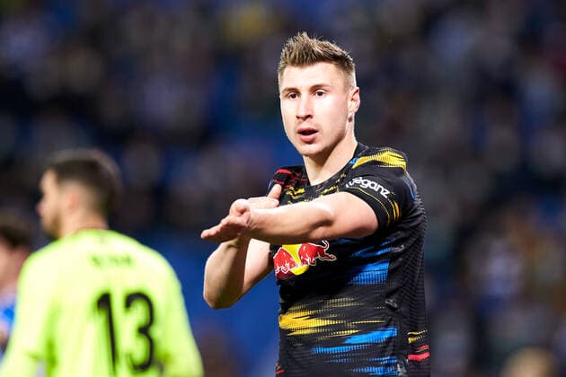 February 24, 2022, SAN SEBASTIAN, GUIPUZCOA, SPAIN: Willi Orban of RB Leipzig reacts during the UEFA Europa League Knockout Round Play-Offs Leg One match between, Real Sociedad and RB Leipzig at Reale Arena on 24 of February, 2022 in San Sebastian, Spain. SAN SEBASTIAN SPAIN - ZUMAa181 20220224_zaa_a181_026 Copyright: xRicardoxLarreinax