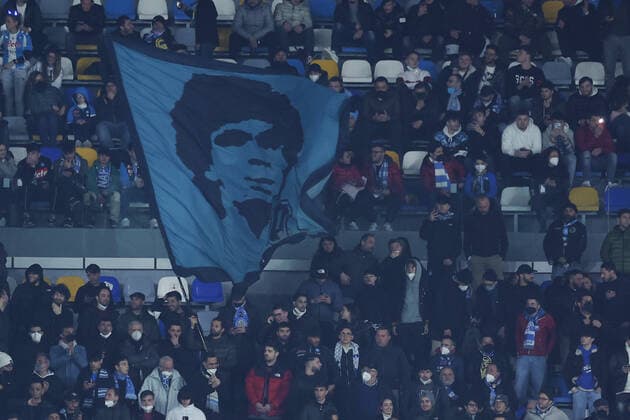 Photo Alessandro Garofalo LaPresse February 24, 2022 Naples, Italy soccer Napoli vs Barcellona - Europa League 2021 2022 - Diego Armando Maradona stadium. In the pic: Naples supporter  Copyright: xAlessandroxGarofalo LaPressex