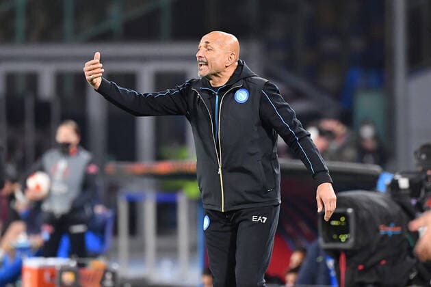 Napoli s head coach coach Luciano Spalletti gestures during SSC Napoli vs FC Barcellona, football Europa League match in Naples, Italy, February 24 2022  Copyright: xCarmeloxImbesix xipa-agency.netx xx 0
