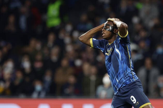 Photo Alessandro Garofalo LaPresse February 24, 2022 Naples, Italy soccer Napoli vs Barcellona - Europa League 2021 2022 - Diego Armando Maradona stadium. In the pic: Victor Osimhen (SSC Napoli);  Copyright: xAlessandroxGarofalo LaPressex
