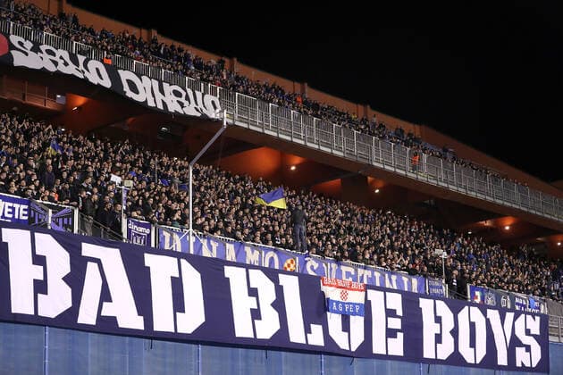 Dinamo Zagreb v Sevilla FC: Knockout Round Play-Offs Leg Two - UEFA Europa League ZAGREB, CROATIA - FEBRUARY 24: Fans of Dinamo Zagreb during the UEFA Europa League Knockout Round Play-Offs Leg Two match between Dinamo Zagreb and Sevilla FC at Maksimir Stadium on February 24, 2022 in Zagreb, Croatia. LukaxStanzl PIXSELL