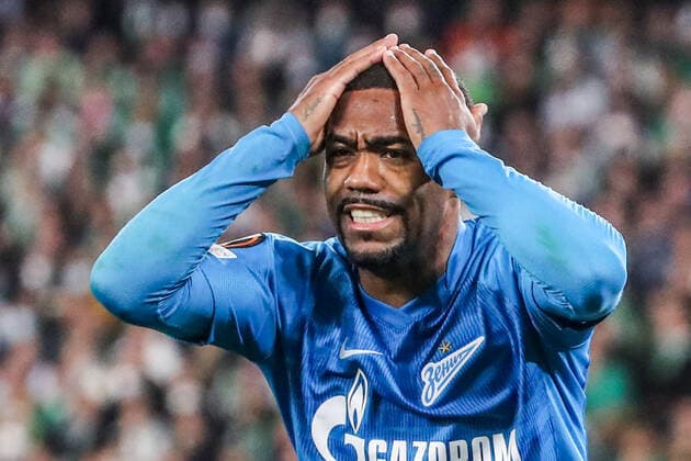 SEVILLE, SPAIN â€“ FEBRUARY 24, 2022: Zenit St Petersburg s Malcom reacts in the second leg of a UEFA Europa League playoff fooball match between Betis and Zenit St Petersburg at Benito Villamarin Stadium. Alexander Demianchuk TASS  TS1254EB