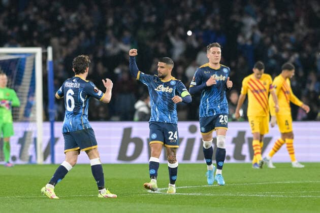 Lorenzo Insigne (24) SSC Napoli 1926 celebrates after scoring a goal during match between Napoli vs Barcelona on February 24, 2022  Copyright: xSalvatorexVarox xipa-agency.netx xx 0