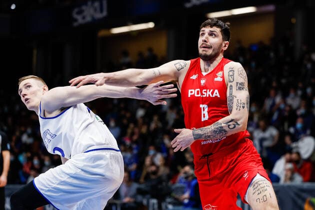 Tallin, 25.02.2022 KOSZYKOWKA KADRA REPREZENTACJA POLSKI MECZ Estoani - Poland POLISH national team, Nationalteam BASKETBALL POLAND GAME Estonia - Polska NZ Dominik Olejniczak , FOT. WOJCIECH FIGURSKI 400mm.pl NEWSPIX.PL --- Newspix.pl  20220225_059_FIG0659