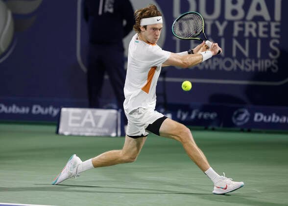 Andrey Rublev Tennis - Dubai Duty Free Tennis Championships - ATP, Tennis Herren - Dubai Duty Free Tennis Stadium - Dubai - - United Arab Emirates - 25 February 2022. Copyright: xJuergenxHasenkopfx