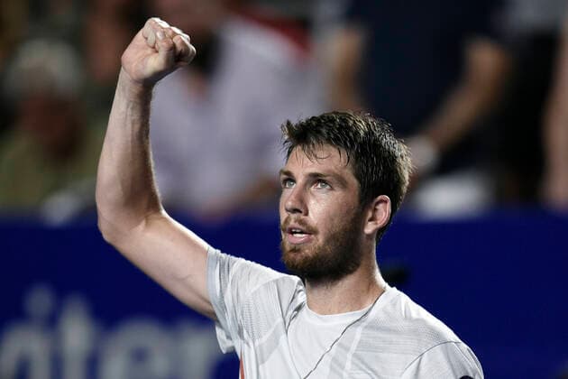 (220226) -- ACAPULCO, Feb. 26, 2022 -- Cameron Norrie of Great Britain celebrates after winning the men s singles semifinal match against Stefanos Tsitsipas of Greece at the 2022 ATP, Tennis Herren Mexican Open tennis tournament in Acapulco, Mexico, Feb. 25, 2022. ) (SP)MEXICO-ACAPULCO-TENNIS-ATP-MEXICAN OPEN-SEMIFINALS XinxYuewei 