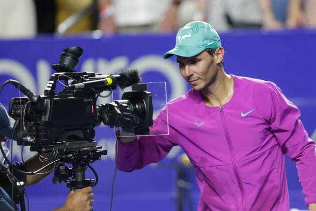 (220226) -- ACAPULCO, Feb. 26, 2022 -- Rafael Nadal of Spain celebrates after winning the men s singles semifinal match against Daniil Medvedev of Russia at the 2022 ATP, Tennis Herren Mexican Open tennis tournament in Acapulco, Mexico, Feb. 25, 2022. (Photo by Xinhua) (SP)MEXICO-ACAPULCO-TENNIS-ATP-MEXICAN OPEN-SEMIFINALS FranciscoxCanedo 