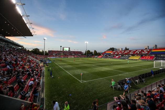 ALEAGUE ADELAIDE MARINERS, General view during the A-League match between the Adelaide United and the Central Coast Mariners at Coopers Stadium in Adelaide, Saturday, February 26, 2022. ( NO ARCHIVING, EDITORIAL USE ONLY, NO USE IN BOOKS WITHOUT CONSENT ADELAIDE SA AUSTRALIA  Copyright: xMATTxTURNERx 20220226001628322731