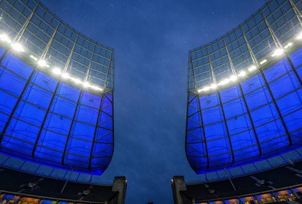 Impressionen aus dem Stadion. Fussball 1. Bundesliga, 23. Spieltag: Hertha BSC Berlin - RB Leipzig 1-6. 20. Februar 2022: Berlin, Olympiastadion. Hertha BSC Berlin - RB Leipzig 1-6