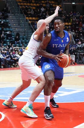 Paul Biligha (Italy) during the FIBA World Cup 2023 qualifiers game Italy Vs. Iceland at the Paladozza sports palace in Bologna, February 27, 2022 - Photo: Michele Nucci  Copyright: xMichelexNuccix xipa-agency.netx xx 0