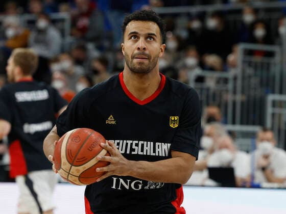 28.02.2022, Germany vs. Israel, FIBA Basketball World Cup Qualifiers, Group D, GER, Heidelberg, SNP dome, Picture: (from the left side), Johannes Thiemann (Germany) Copyright: HMBxMedia xHeikoxBecker