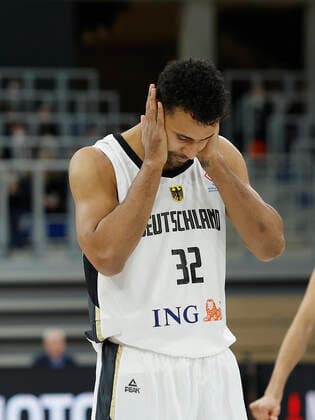 28.02.2022, Germany vs. Israel, FIBA Basketball World Cup Qualifiers, Group D, GER, Heidelberg, SNP dome, Picture: (from the left side), Johannes Thiemann (Germany) Copyright: HMBxMedia xHeikoxBecker
