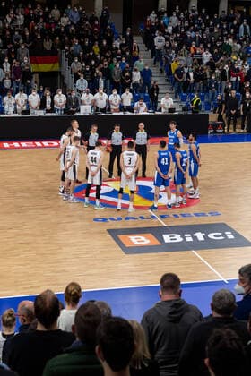 Basketball Heidelberg 28.02.2022 WM Qualifikation FIBA Basketball World Cup European Qualifiers Deutschland (GER) - Israel (ISR) Schweigeminute Russland Ukraine Krieg