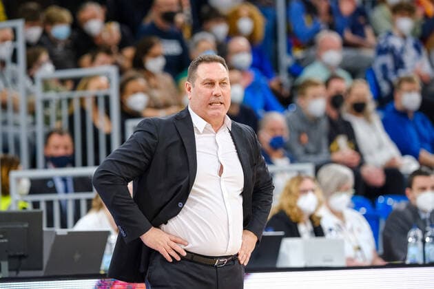 Guy Goodes (Israel, Chef-Trainer) GER, Deutschland vs. Israel, Basketball, World Cup Qualifers, 28.02.2022, GER, Deutschland vs. Israel, Basketball, World Cup Qualifiers, 28.02.2022 Heidelberg Copyright: xEibner-Pressefotox EP_EER