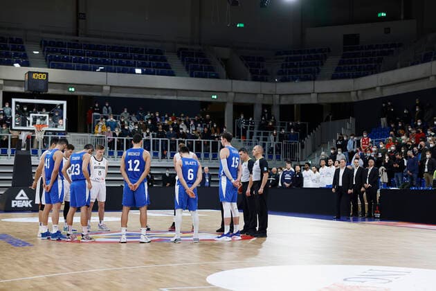 28.02.2022, Germany vs. Israel, FIBA Basketball World Cup Qualifiers, Group D, GER, Heidelberg, SNP dome, Picture: Minute of silence for the victims of the Ukraine war Copyright: HMBxMedia xHeikoxBecker