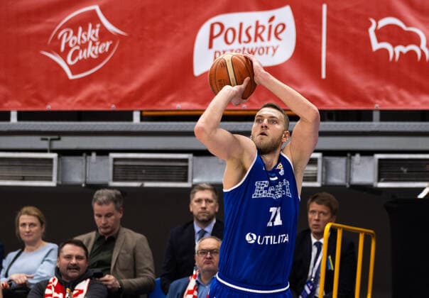 28.02.2022, Lublin. Basketball World Cup European Qualifiers. Poland VS Estonia 70:68. On the photo Siim-Sander Vene. Photo Tairo Lutter, Postimees Lublin Lublin Poland 1TL28FEB22A225  Copyright: xTairoxLutterx Siim-Sander Vene