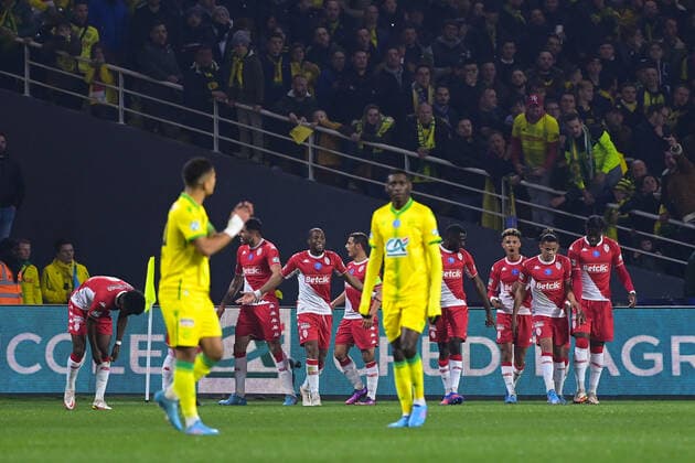 Joie des joueurs de l equipe Monaco apres le but de Maripan Guillermo ( 3 - Monaco ) - FOOTBALL : Nantes vs Monaco - Coupe de France - 02 03 2022 FedericoPestellini Panoramic 
