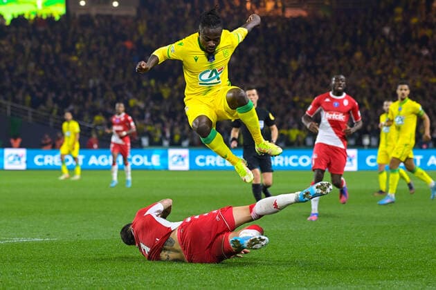 Moses SIMON ( 27 - Nantes ) - Maripan Guillermo ( 3 - Monaco ) - FOOTBALL : Nantes vs Monaco - Coupe de France - 02 03 2022 FedericoPestellini Panoramic 