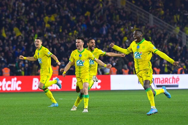 Fin du match - Joie des joueurs de l equipe Nantes apres sa victoire - FOOTBALL : Nantes vs Monaco - Coupe de France - 02 03 2022 FedericoPestellini Panoramic 