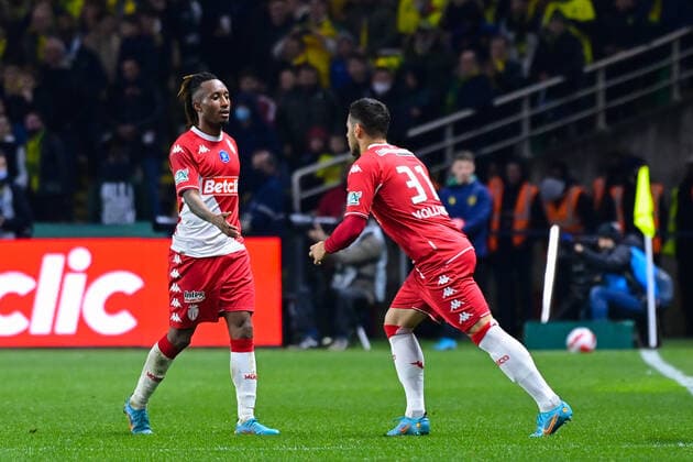 Kevin Volland ( 31 - Monaco ) - Batalha Gelson ( 7 - Monaco ) - FOOTBALL : Nantes vs Monaco - Coupe de France - 02 03 2022 FedericoPestellini Panoramic 
