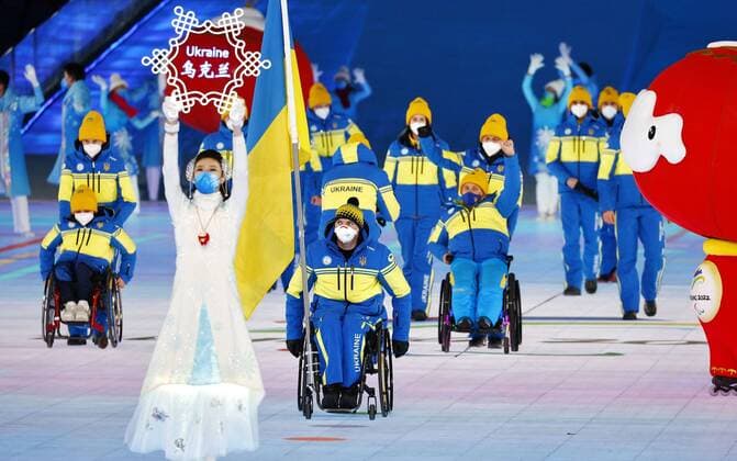 Bilder des Jahres 2022, Sport 03 März Sport Themen der Woche KW09 Beijing Paralympics: Opening Ceremony The Ukrainian delegation takes part in the opening ceremony of the Beijing Winter Paralympics on March 4, 2022, at the National Stadium in the Chinese capital.  A14AA0001262586P