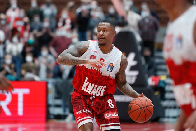 04.03.2022, s.Oliver Wuerzburg vs. ratiopharm Ulm, easyCredit BBL, 23. Spieltag, GER, Wuerzburg, tectake-Arena, Im Bild: Charles Callison (s.Oliver Wuerzburg) Copyright: HMBxMedia xJulienxBecker