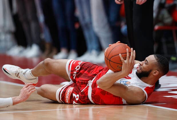 04.03.2022, Basketball, BBL, Hauptrunde, s.Oliver Wuerzburg - ratiopharm ulm, GER, Wuerzburg, tectake Arena Bild: v. li. Cameron Hunt (s.Oliver Wuerzburg) Copyright: HMBxMedia xHeikoxBecker