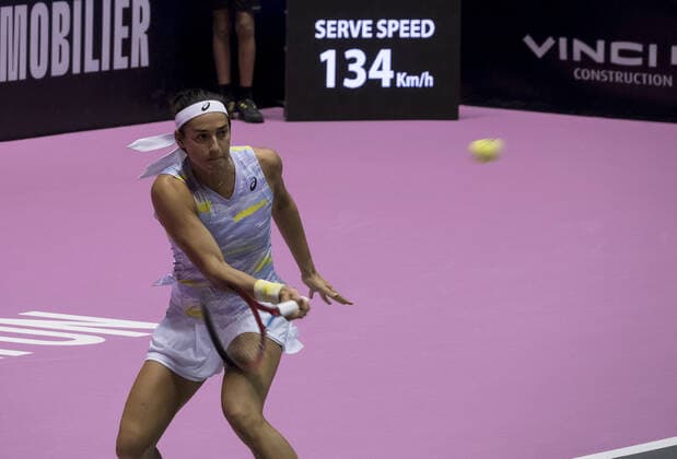 Caroline GARCIA (FRA) en 1 2 finale TENNIS : Open 6eme sens Metropole de Lyon - 05 03 2022 SandrineThesillat Panoramic 