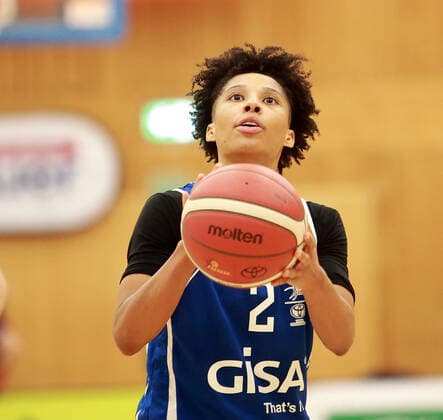 Deeshyra THOMAS (Halle), Da-Basketball,1. Bundesliga 2021 22, , 06.03.22, TSV Wasserburg vs Gisa LIONS SV Halle, Wasserburg, Badria Sportzentrum Copyright: WolfgangxFehrmann