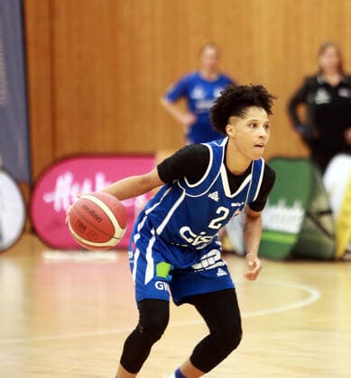 Deeshyra THOMAS (Halle), Da-Basketball,1. Bundesliga 2021 22, , 06.03.22, TSV Wasserburg vs Gisa LIONS SV Halle, Wasserburg, Badria Sportzentrum Copyright: WolfgangxFehrmann