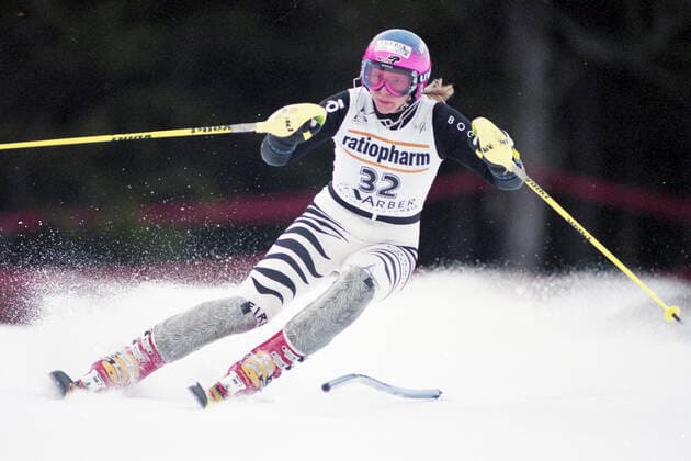 Katja SEIZINGER, GER, Skifahrerin, Aktion Slalom, Januar 1997, Â *** Katja SEIZINGER, GER, skier, action slalom, January 1997, Â