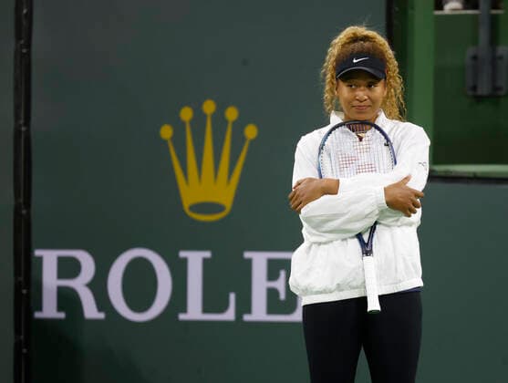 March 08, 2022 Naomi Osaka of Japan in action during the Eisenhower Cup of the 2022 BNP Paribas Open at Indian Wells Tennis Garden in Indian Wells, California. Mandatory Photo Credit : CSM. Indian Wells United States of America - ZUMAc04_ 20220308_zaf_c04_156 Copyright: xCharlesxBausx