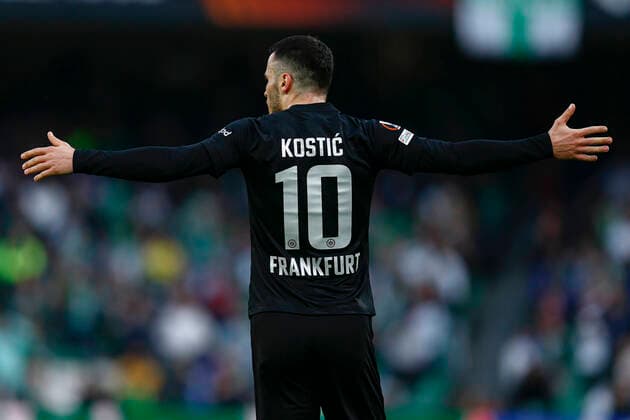 ESP: Real Betis-Eintracht Frankfurt. UEFA Europa League Filip Kostic of Eintracht celebrates his goal during the UEFA Europa League match, round of 16 between Real Betis and Eintracht Frankfurt played at Benito Villamarin Stadium on March 09, 2022 in Sevilla, Spain. (Antonio Pozo PRESSINPHOTO) kpng Copyright: xAntonioxPozox xPRESSINPHOTOx AP_090322_05