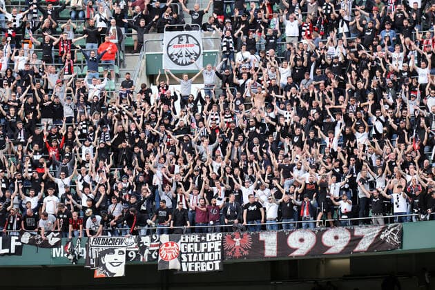 March 9, 2022, Seville, Seville, Spain: Supporters of Eintracht during the UEFA Europa League Knockout Round of 16 Leg One match between Real Betis and Eintracht FroÂ¡ncfort at Benito Villamarin Stadium on March 09, 2022 in Seville, Spain. Seville Spain - ZUMAd159 0152668248st Copyright: xJosexLuisxContrerasx