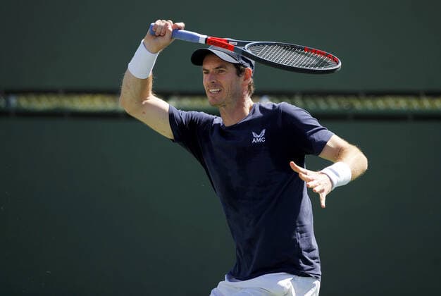 Mandatory Credit: Photo by Ella Ling Shutterstock (12841086a) Andy Murray of GBR in action during practice BNP Paribas Open, Tennis, Day 1, Indian Wells Tennis Garden, California, USA - 09 Mar 2022 BNP Paribas Open, Tennis, Day 1, Indian Wells Tennis Garden, California, USA - 09 Mar 2022 Copyright: xEllaxLing Shutterstockx 12841086a
