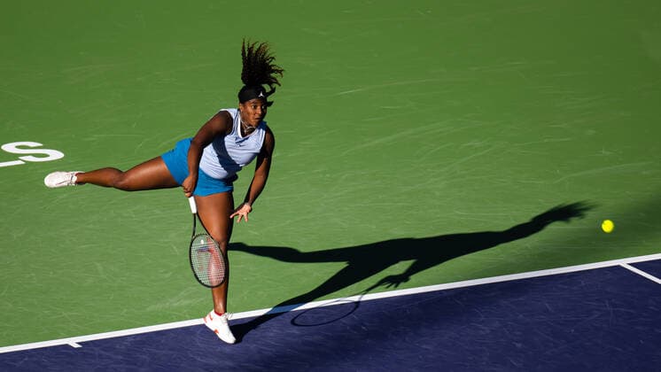 March 9, 2022, INDIAN WELLS, CALIFORNIA, UNITED STATES: Hailey Baptiste of the United States in action during the first round of the 2022 BNP Paribas Open WTA, Tennis Damen 1000 tennis tournament INDIAN WELLS UNITED STATES - ZUMAa181 20220309_zaa_a181_332 Copyright: xRobxPrangex
