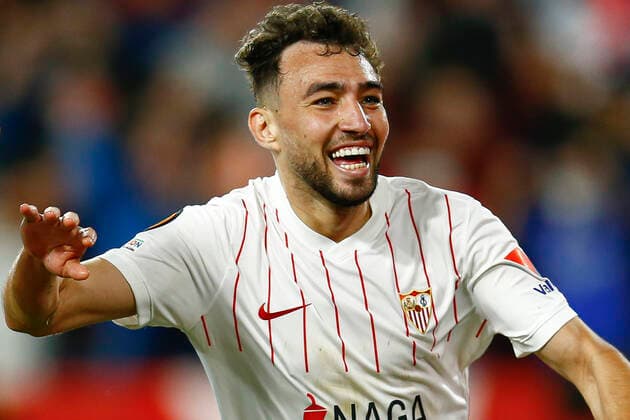 ESP: Sevilla FC-West Ham. UEFA Europa League Munir El Haddadi of Sevilla FC celebrates his goal during the UEFA Europa League match, round of 16 between Sevilla FC and West Ham played at Sanchez Pizjuan Stadium on March 10, 2022 in Sevilla, Spain. (Antonio Pozo PRESSINPHOTO) kpng Copyright: xAntonioxPozox xPRESSINPHOTOx AP_100322_020