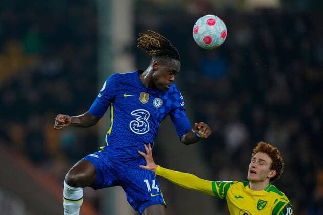 Mandatory Credit: Photo by Dave Shopland Shutterstock (12843043q) Trevoh Chalobah heads the ball in the air Norwich City v Chelsea, Premier League, Football, Carrow Road, Norwich, UK - 10 Mar 2022 EDITORIAL USE ONLY No use with unauthorised audio, video, data, fixture lists, club league logos or live services. Online in-match use limited to 120 images, no video emulation. No use in betting, games or single club league player publications. Norwich City v Chelsea, Premier League, Football, Carrow Road, Norwich, UK - 10 Mar 2022 EDITORIAL USE ONLY No use with unauthorised audio, video, data, fixture lists, club league logos or live services. Online in-match use limited to 120 images, no video emulation. No use in betting, games or single club league player publications.  Copyright: xDavexShopland Shutterstockx 12843043q